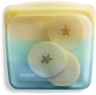 Stasher Premium Reusable Silicone Sandwich Bag, Yellow Sea, 28 oz by Stasher