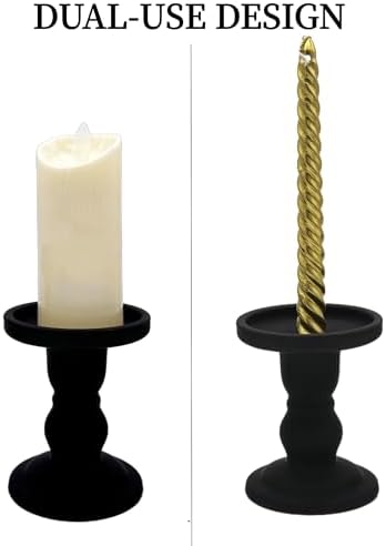 Black Glass Candle Holders 3 Pack Clear Candlestick Stand Table Centerpiece - Image 3