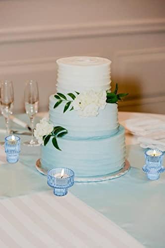 Vixdonos Glass Candlestick Holders Tealight Candle Holders for Table Centerpieces, Wedding Decor and Dinner Party (3 Pcs, Light Blue) - Image 7
