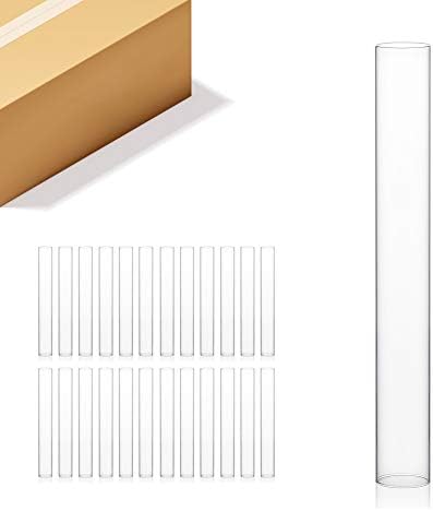 WGVI Hurricane Candle Holder Sleeve, Wide 2", Height 16", Clear Glass Cylinder Candleholder, Chimney Tube, Open Ended Candle Shade, 24 Pieces Bulk by WGVInternational-OpusGlassware