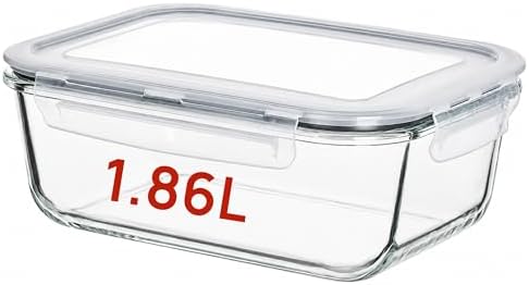 Vtopmart 1Pack 1860ml/63oz Large Glass Storage Container with Lids by Vtopmart