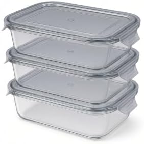 Glass Food Storage Containers with Lids — 12 Piece — 6 Containers + 6 Lids, 21.98 oz Each Glass, BPA-Free Leakproof Stackable Lids, Microwave, Oven & Dishwasher Safe — Ideal for Meal - Smoke Lid - Image 5