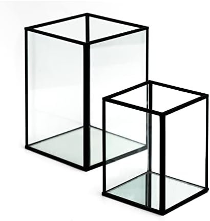 yshengood Hurricane Candle Holder Set of 2 Pcs, Black Candle Holder for Pillar Candle - Image 3