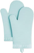 KITCHENAID Ribbed Soft Silicone Oven Mitt 2-Pack Set, 7.5"x13", Mineral Water by Unknown