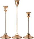 Set of 3 French Gold Tapered Candle Holder,Candlestick Tall Metal Candlestick Holders for Table Centerpiece Home Decor for Wedding Fireplace Mantel Housewarming Gift Fits 3/4 Inch Thick Candles by Unknown