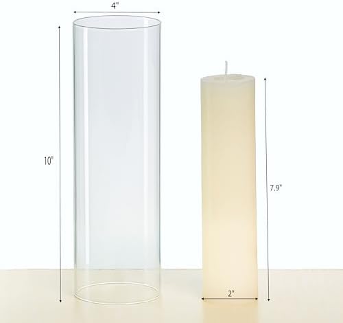 CYS EXCEL D-4" H-9.5" Glass Open Ended Hurricane Candleholder Bottomless Cylinder Sleeve Clear Chimney Shade Tube Cover, 1 Piece - Image 5