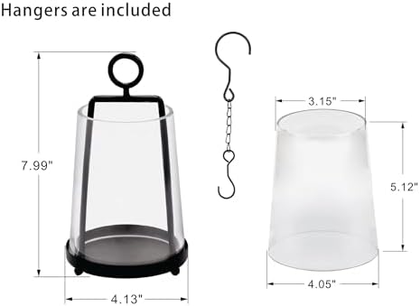 wakutwaku 4" Wide Modern Farmhouse Metal Hurricane Candle Holder with Handmade Sturdy Glass Sleeve in Black for Pillar Candle & Plants, Glass Hurricane Lantern, Industrial, Minimalistic - Image 2