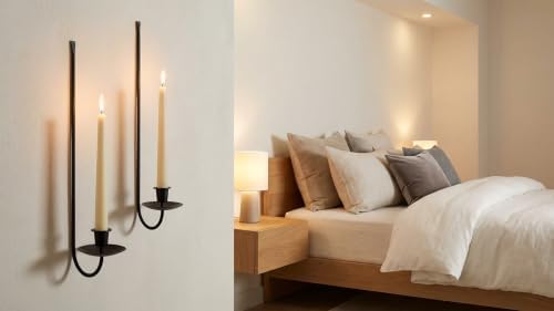Batoslee Wall Candle Holder Set of 2, Black Metal Wall Mount Candle Sconces - Image 2