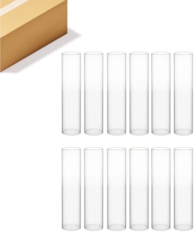 WGVI Hurricane Candle Holder Sleeve, Wide 2.5", Height 14", Clear Glass Cylinder Candleholder, Chimney Tube, Open Ended Candle Shade, 12 Pieces Bulk by WGVInternational-OpusGlassware