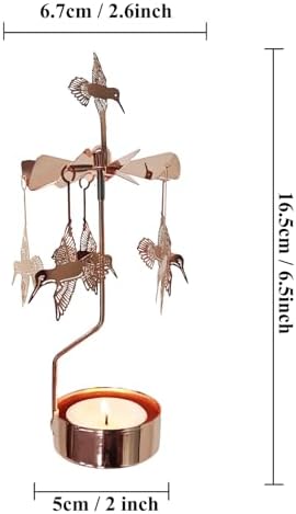 kingnero Rotary Candle Holder Spinning Candleholder Tea Light Candle Powered Carousel Small Gift (Hummingbird) - Image 2