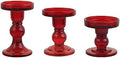 3-Piece Set of Red Glass Candlestick, Crystal Candlestick Holder Holder and Conical Candle, Christmas Candle Holder Decoration, Family Living Room Wedding Candle Holder (red1set) by BTGLLAS