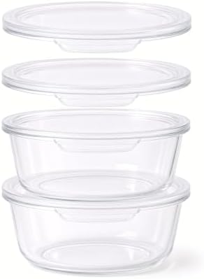 Glass Food Storage Containers with Lids — 4 Piece — 2 Containers + 2 Lids, 13.55 oz Each Glass, BPA-Free Leakproof Stackable Lids, Microwave, Oven & Dishwasher Safe — Ideal for Meal Prep, - Clear Lid - Image 5
