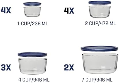 Anchor Hocking 26 Piece Glass Storage Containers with Lids (13 Glass Food Storage Containers & 13 Navy Blue SnugFit Lids) - Image 5