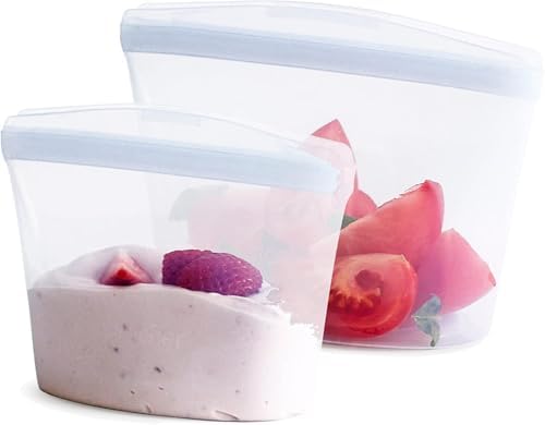 Stasher Premium Reusable Silicone Food Storage Bags, 2-Pack, Clear by Stasher