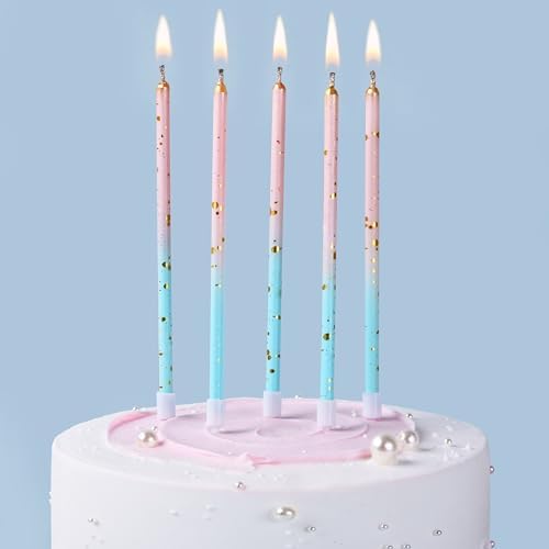 PHD CAKE Pink Blue Gold Long Thin Birthday Candles, Cake Candles, Birthday Parties, Wedding Decorations, Party Candles - Image 2