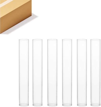 WGVI Hurricane Candle Holder Sleeve, Wide 3", Height 30", Clear Glass Cylinder Candleholder, Chimney Tube, Open Ended Candle Shade, 6 Pieces Bulk by WGVInternational-OpusGlassware