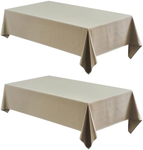 Veblandy 2 Pack Rectangle Tablecloth, 60x104 inch, Water Resistant Wrinkle Free Linen Textured Table Cloth Washable, Decorative Fabric Table Cover for Dining, Party and Camping, Mocha by Veblandy