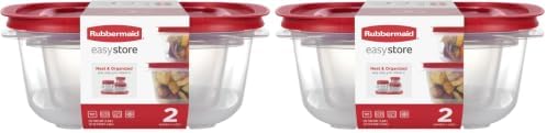 Rubbermaid 7.81- and 14.66-Cup EasyStore Square Containers, Food Storage Containers with Lids, 4-Piece (Pack of 2) by Rubbermaid