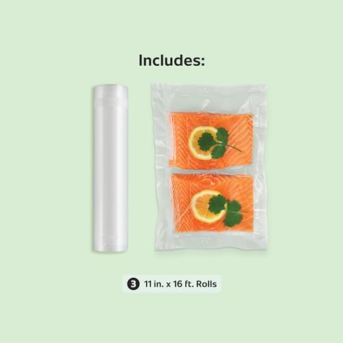 FoodSaver Custom Fit Vacuum Sealer Rolls, Airtight Food Storage and Sous Vide_Rolls, BPA-Free, 11in x 16ft Heat-Seal Rolls (Pack of 18) - Image 6