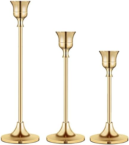 Candlestick Holders,Taper Candle Holder for Candlesticks Gold Brass Vintage Candle Stick Candle Holder Candelabra Candle Holder for Fireplace Party Dining Home by BEZURA