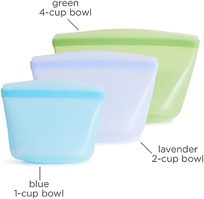 Stasher Premium Reusable Silicone Bags and Lunch Bag, 3-Pack, Multicolor - Image 5