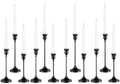 Candlestick Holders 4 Sets(12 Pcs), Black Candle Holders with Anti-Slip Pad, Metal Taper Candle Holder, Candle Holder for Wedding Fireplace Mantel Housewarming Gift by Tunyet