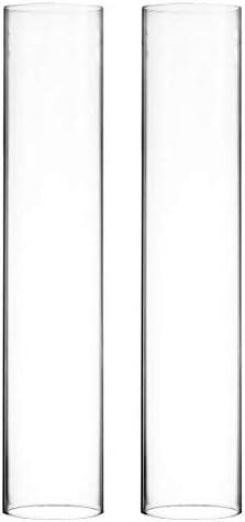 CYS EXCEL 2 PCS (H:16" D:3") Open Ended Glass Hurricane Candleholder Tube Shade | Multiple Size Choices Open Flame Candle Chimney Tube Cover | Bottomless Cylinder by CYSEXCEL%C2%AE