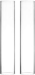 CYS EXCEL 2 PCS (H:16" D:3") Open Ended Glass Hurricane Candleholder Tube Shade | Multiple Size Choices Open Flame Candle Chimney Tube Cover | Bottomless Cylinder by CYSEXCEL%C2%AE