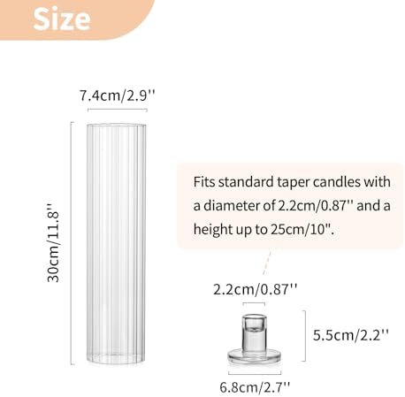 NUPTIO Hurricane Candle Holder Ribbed: 11.8" H Set of 2 Candlestick Holders - Image 4