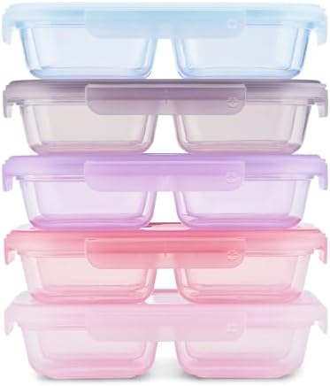 Ello Snap & Nest 2 Cup Divided Plastic Snack Containers, 10 Pc,Berry Fields by Ello