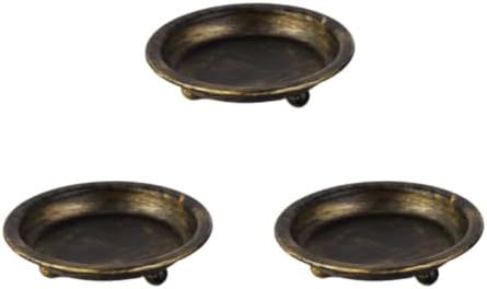 Candle Holder Set of 3 Iron Candle Holder Tray, Retro Round Plate by Fabuletta