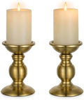 NUPTIO Gold Candle Holder for Table: Brass Pillar Stand for 3" Candles by Nuptio