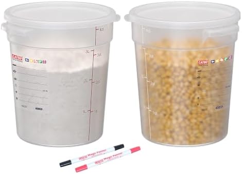 2 Pack 4QT Commercial Round Food Storage Containers with Lids by GATBO
