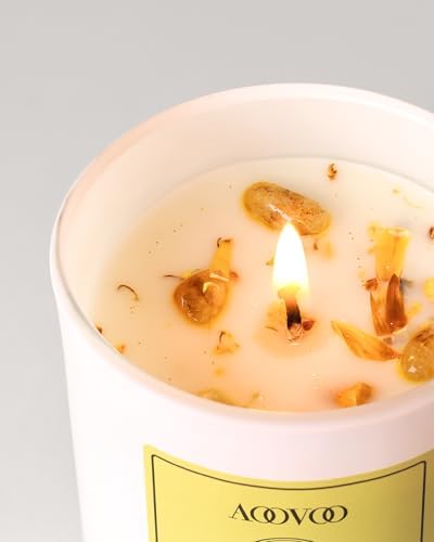 AOOVOO Vanilla Scented Candles for Women - Aromatherapy Candle with Crystals Inside, 7oz Soy Candles for Home Scented, Birthday Gifts Mothers Day Candle for Women Mom - Image 2