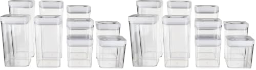 Amazon Basics Airtight Food Storage Containers, BPA Free, Dishwasher Safe, with Twist/Turn Lids, for Kitchen Pantry Organization, Square Set, Clear Plastic, 10-Piece (Pack of 2) by AmazonBasics
