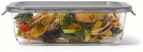 Glass Food Storage Containers with Lids — 6 Piece — 3 Containers + 3 Lids, 21.98 oz Each Glass, BPA-Free Leakproof Stackable Lids, Microwave, Oven & Dishwasher Safe — Ideal for Meal Prep, - Smoke Lid - Image 4