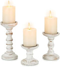 Candeldo Wood Candle Holder for Pillar, White Farmhouse Fireplace Decor by CANDELDO