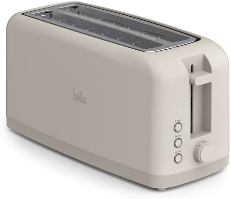 bella Fits-Anywhere™ Slim Toaster, 4 Slice Extra Long & Wide Slot, Oatmilk by bella