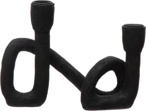 Bloomingville Decorative Resin Double Taper Candle Holder, Black (Pack of 8) by Bloomingville