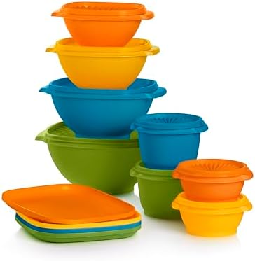 Tupperware Heritage 20-Piece Retro Set (4 Plates, 8 Containers, 8 Lids) by Tupperware