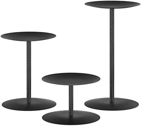 Smtyle Halloween Black Pillar Candle Holders Reversible Set of 3 by smtyle