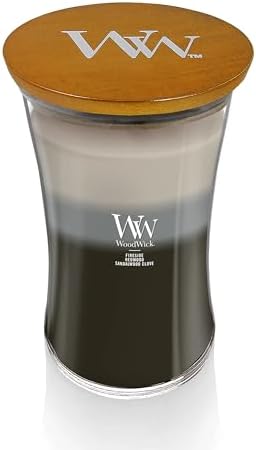 WoodWick Warm Woods Trilogy Holiday Candle Gifts for Women and Men, 21.5 oz Large Hourglass Trilogy Candle with Crackling Wick (Pack of 4) - Image 2