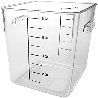 Rubbermaid Commercial Products Space Saving Food Storage Container, 8-Quart, Clear,-40 F to 121 F Temperature Range, Best use for Restaurant Kitchens/Wet and Dry Food/Meats/Pasta,Lid not included - Image 2