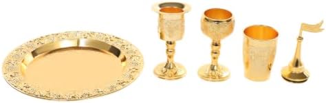 4-Piece Havdallah Set, Shabbat Havdalah Set with Candle Holder, Kiddush Cup, Spice Box, Retro Decorative Wine Set for Home Synagogue, Gold - Image 6
