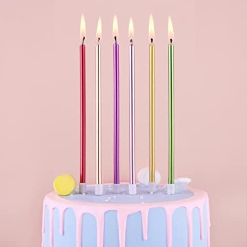 PHD CAKE Colorful Long Thin Metallic Birthday Candles, Gold Champagne Rose Gold Green Red Purple, Cake Candles, Birthday Parties, Wedding Decorations, Party Candles - Image 2