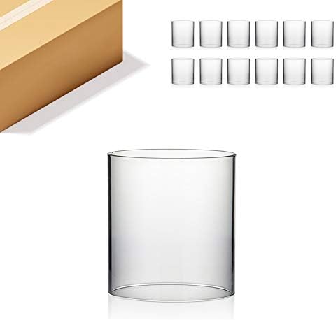 WGVI Hurricane Candle Holder Sleeve, Wide 5.5", Height 6", Clear Glass Cylinder Candleholder, Chimney Tube, Open Ended Candle Shade, 12 Pieces Bulk by WGVInternational-OpusGlassware