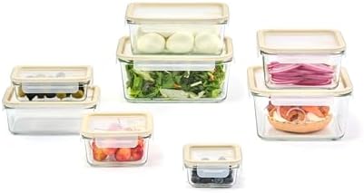 Glasslock Sens 16Pcs Glass Food Storage Set – Airtight & Leakproof, 8 Different Sizes, Anti Slip Lid, Microwave & Oven Safe, Perfect for Meal prep, Lunch Box, Nestable & Stackable, Pantry Storage - Image 4