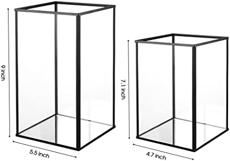 Phosphor Hurricane Camdle Holder Set of 2 Pieces, Black Glass Candle Holder for Wedding, Party, Holiday. - Image 5