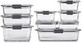 Rubbermaid Brilliance Glass Food Storage Containers, Assorted Sizes, Set of 9, BPA-Free, Leak-Proof, Clear by Rubbermaid
