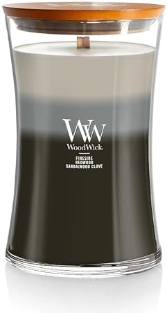 WoodWick Warm Woods Trilogy Tri-Scented Candle, Crackling Wick, 21.5oz by WoodWick